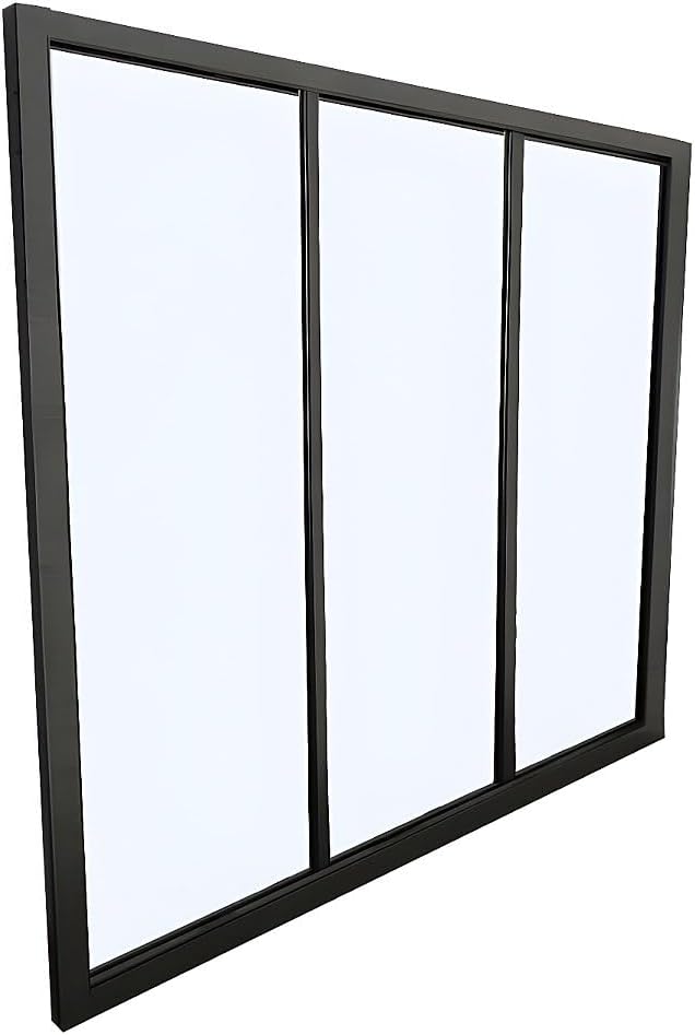Vente-unique - Atelier-Glaswand - 90 x 105 cm - thermolackiertes Aluminium - Schwarz - Bayview
