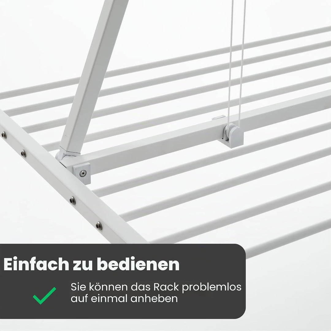 Foxydry Mini Deckenständer, vertikaler Wäscheständer, zusammenklappbar in Aluminium und Stahl 152x54