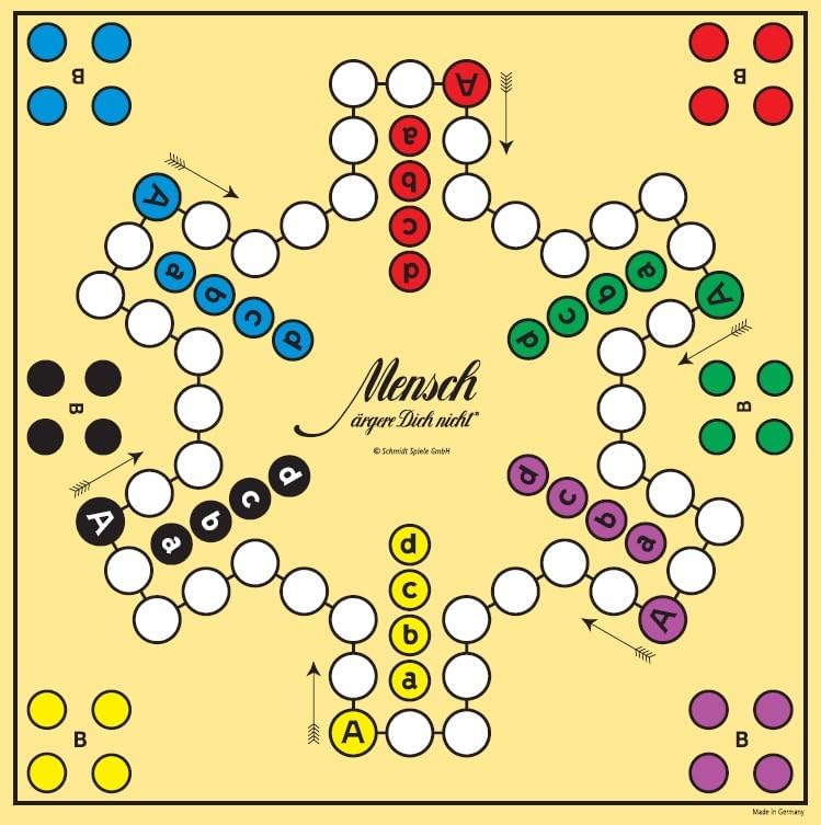 Schmidt Spiele 49085 Classic Line, Mensch ärgere Dich Nicht, mit extra grossen Spielfiguren aus Holz