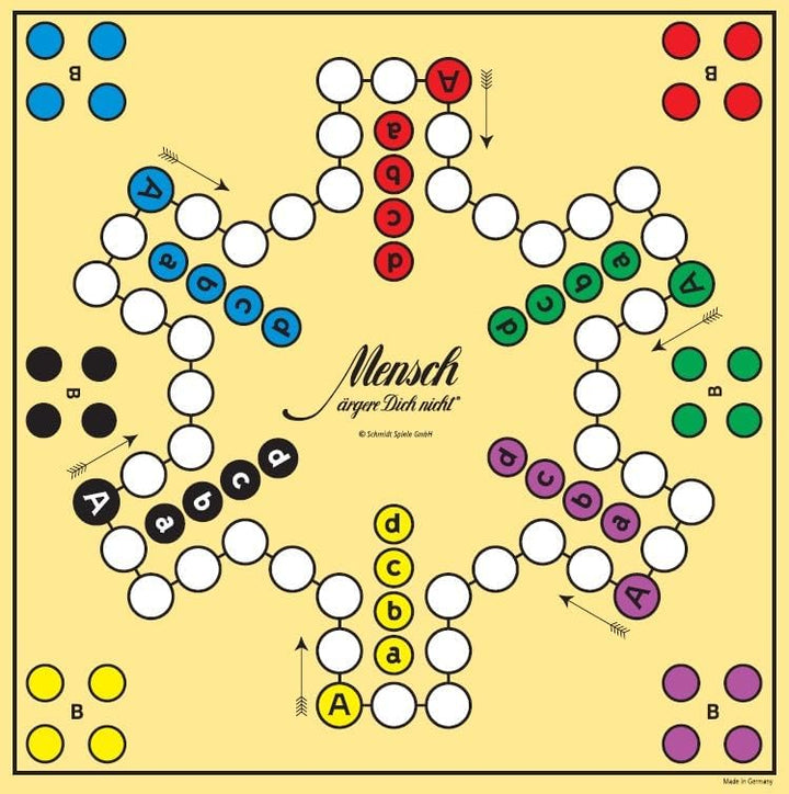 Schmidt Spiele 49085 Classic Line, Mensch ärgere Dich Nicht, mit extra grossen Spielfiguren aus Holz