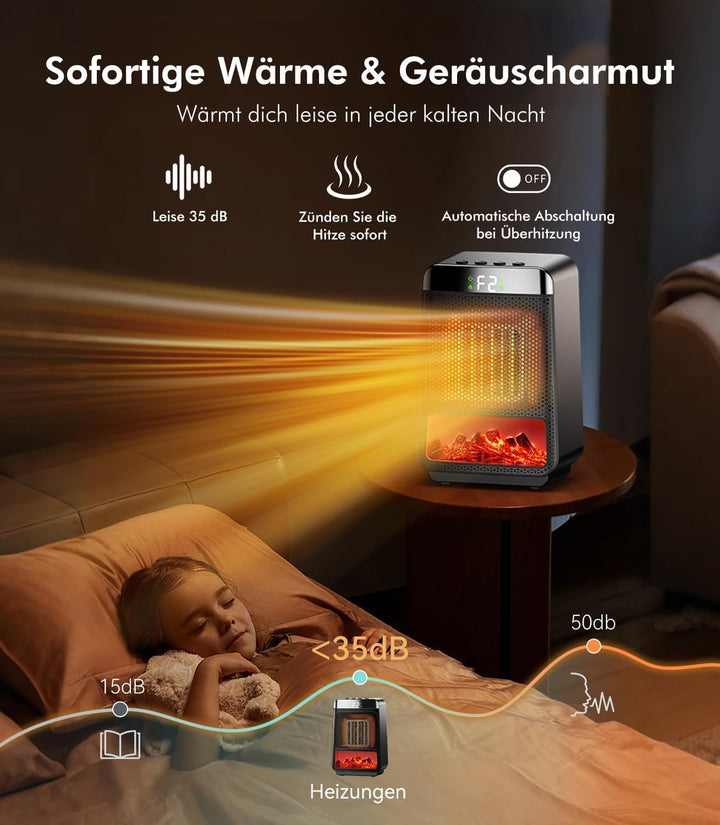 9.0 Mini Heizlüfter Bad【Heizleistung Nr.1–SPD Zertifizierung】【7 sichere Schutzmechanismen】Keramik He