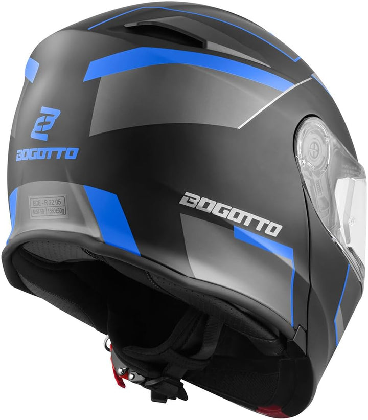 Bogotto V271 Delta Klapphelm XS Schwarz Matt/Blau, XS Schwarz Matt/Blau