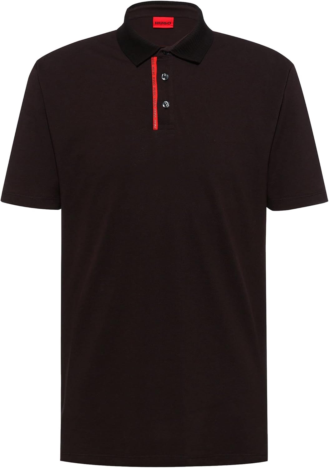 HUGO Herren Dichelangelo Poloshirt aus Baumwoll-Piqué mit rotem Logo-Tape Schwarz XL