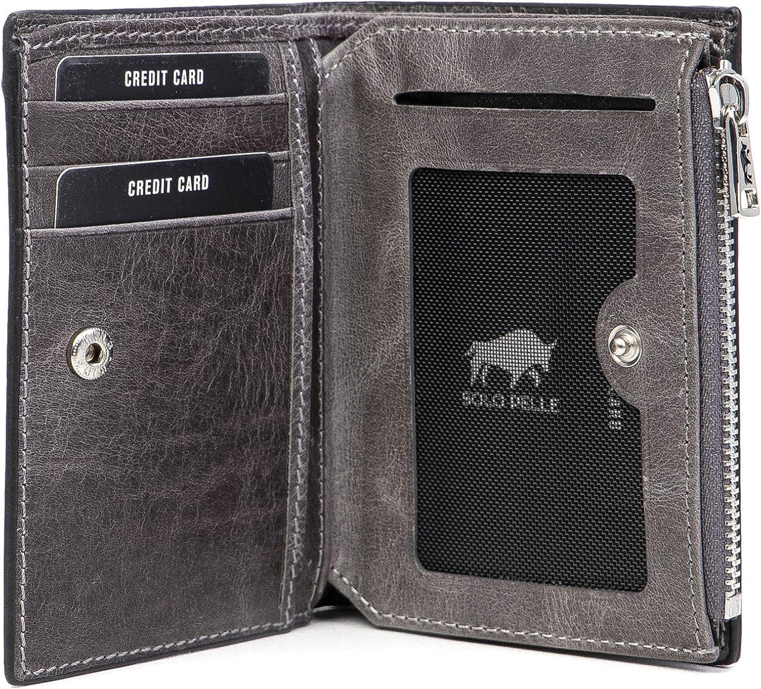 Solo Pelle® Slim Wallet KOMPA mit Münzfach [bis zu 13 Karten] Slimwallet [RFID-Schutz] Kartenetui [L