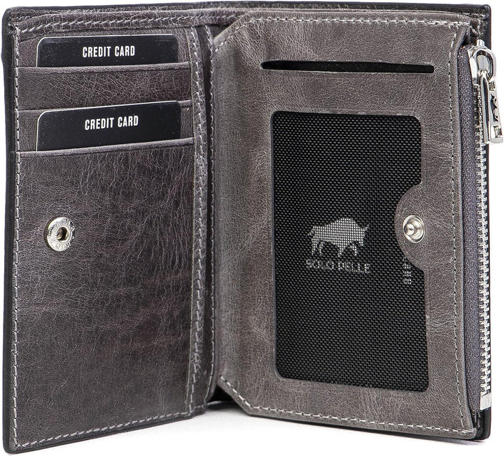 Solo Pelle® Slim Wallet KOMPA mit Münzfach [bis zu 13 Karten] Slimwallet [RFID-Schutz] Kartenetui [L