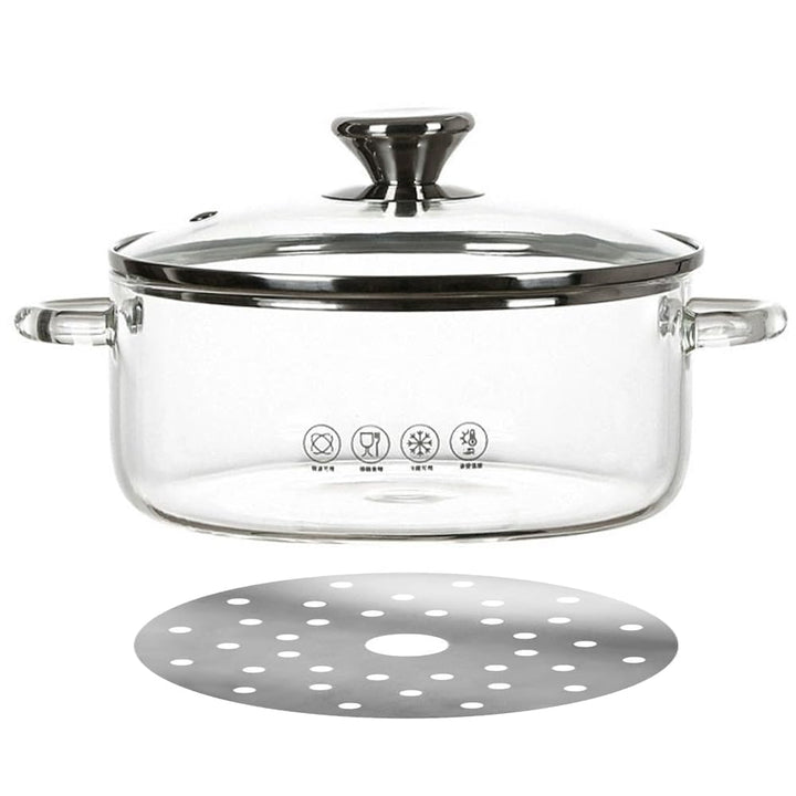 2L Glastopf mit Deckel - Induktionsplatte nach innen fallen lassen, hitzebeständig, für Suppen & Ein