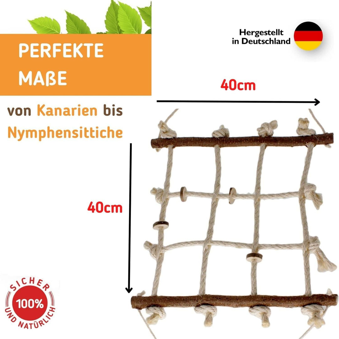 Vogelgaleria® Kletterspielzeug für Vögel aus Sisal und Naturholz - 3 in 1 (Klettern, Sitzen, Knabber
