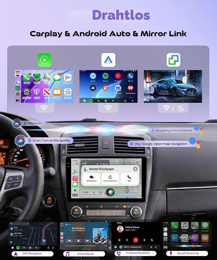 Rimoody 4G+128G Android Autoradio für Toyota Avensis T27 2008-2015 Wireless Carplay Android Auto 9 Z