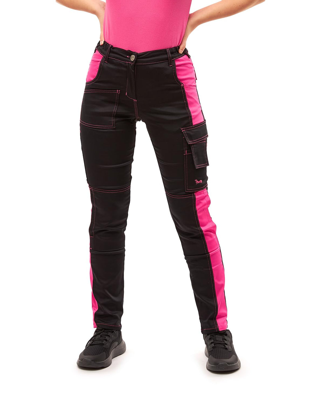 strongAnt Damen Arbeitshose komplett Stretch für Frauen Bundhose mit Kniepolstertaschen Schwarz Grau