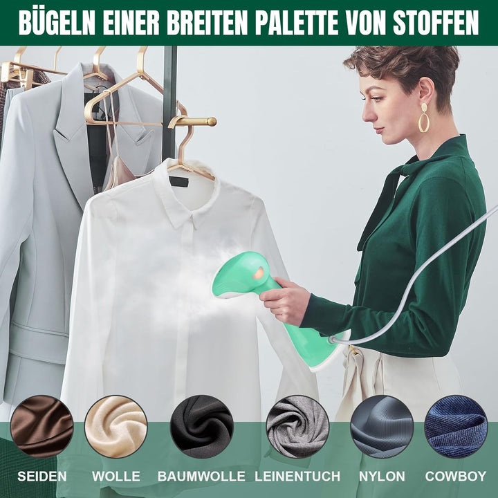 Dampfglätter, 1500W Starker Dampfbügeleisen, 300ml Steamer Wassertank Dampfbürste Faltenentferner fü