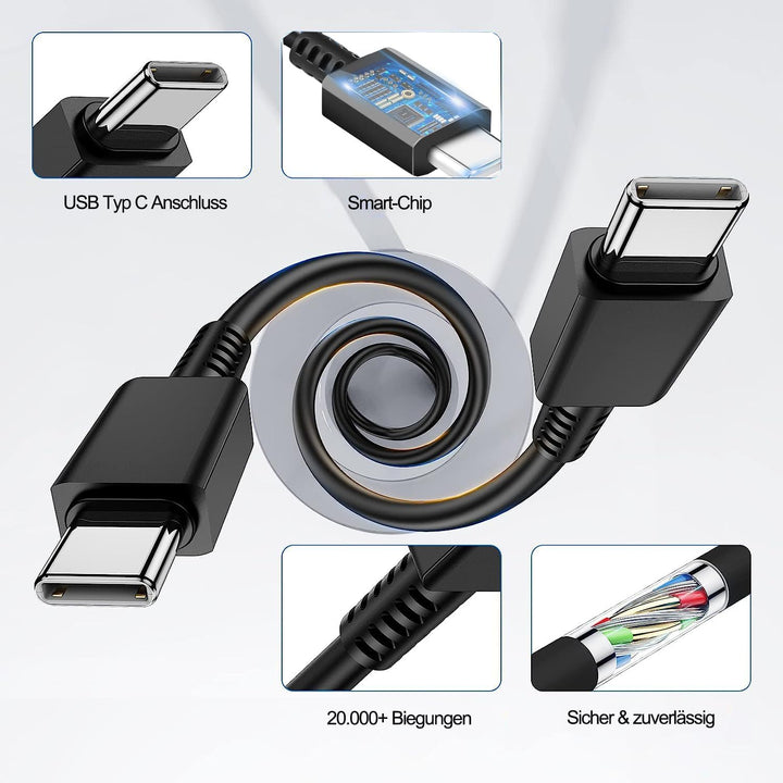 25W USB C Ladegerät für Samsung,Schnellladegerät 2M Typ C Ladekabel für Samsung Galaxy S24 S23 S22 S
