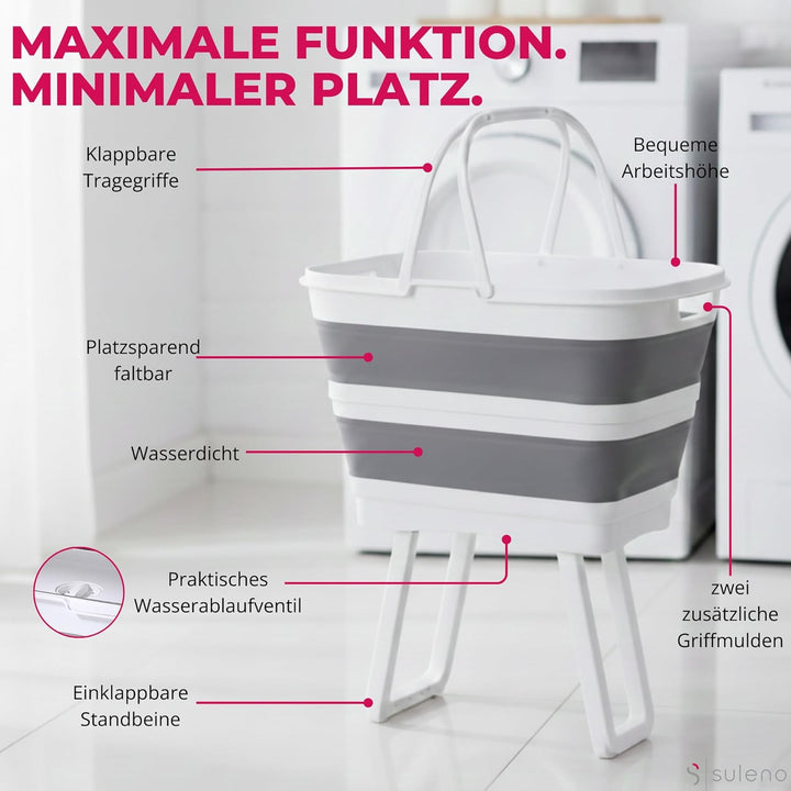 Faltbare Multifunktions-Waschwanne mit Ablauf – 26 L, wasserdicht & platzsparend – Wäschekorb faltba