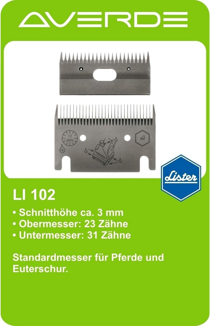 LISTER Pferdeschermaschine LI CUTLI + Messersatz LI 102 + Spezial-Schermaschinenöl + Kunststoffkoffe