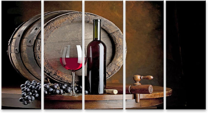 islandburner Bild auf Leinwand Wein Komposition Mit Weinfass Bilder Wandbilder Poster, Leinwand 170x