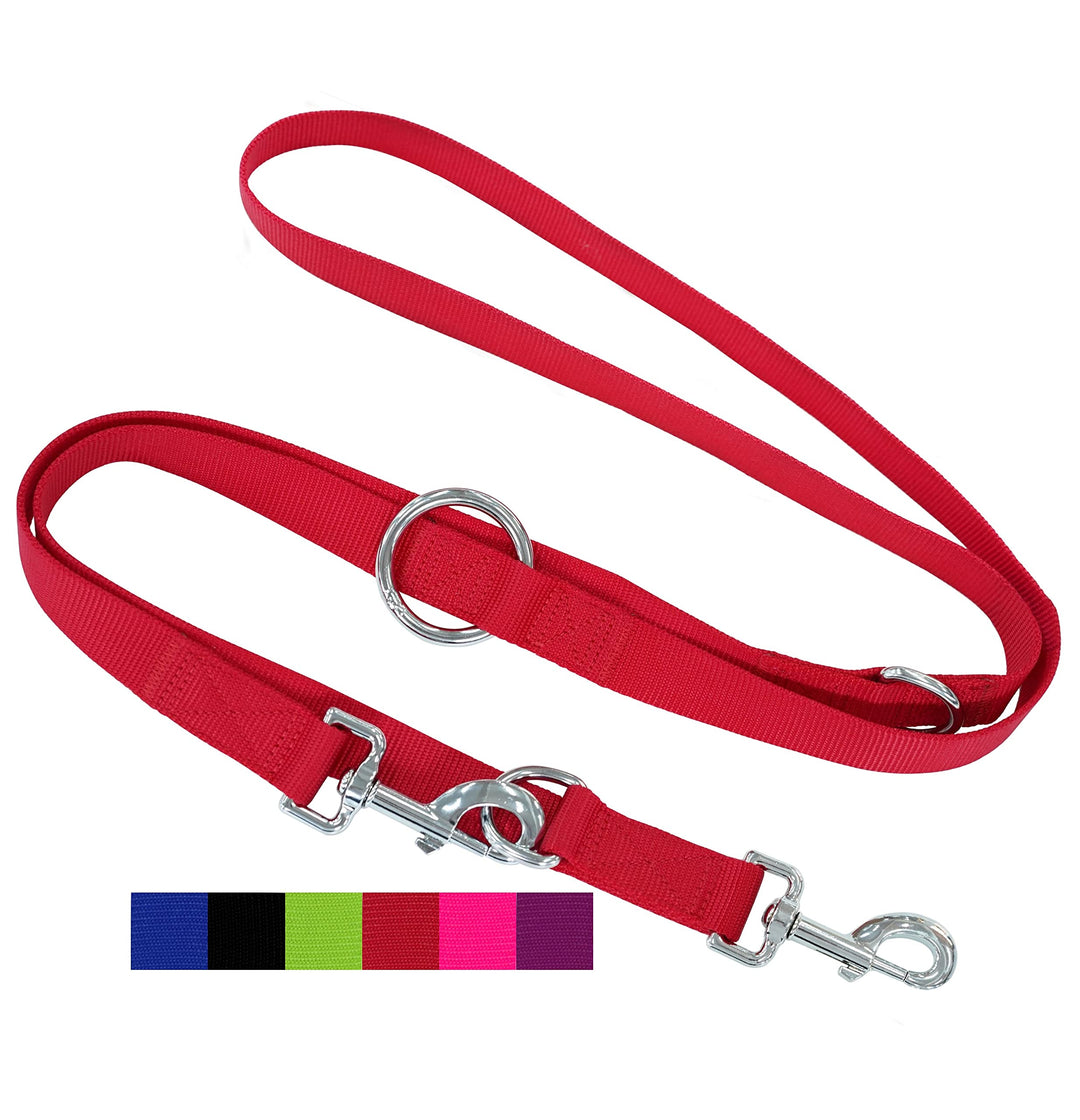 DEY - Premium Hundeleine Nylon 2m | 3fach Verstellbar | für Kleine, Mittelgrosse u. Grosse Hunde | v