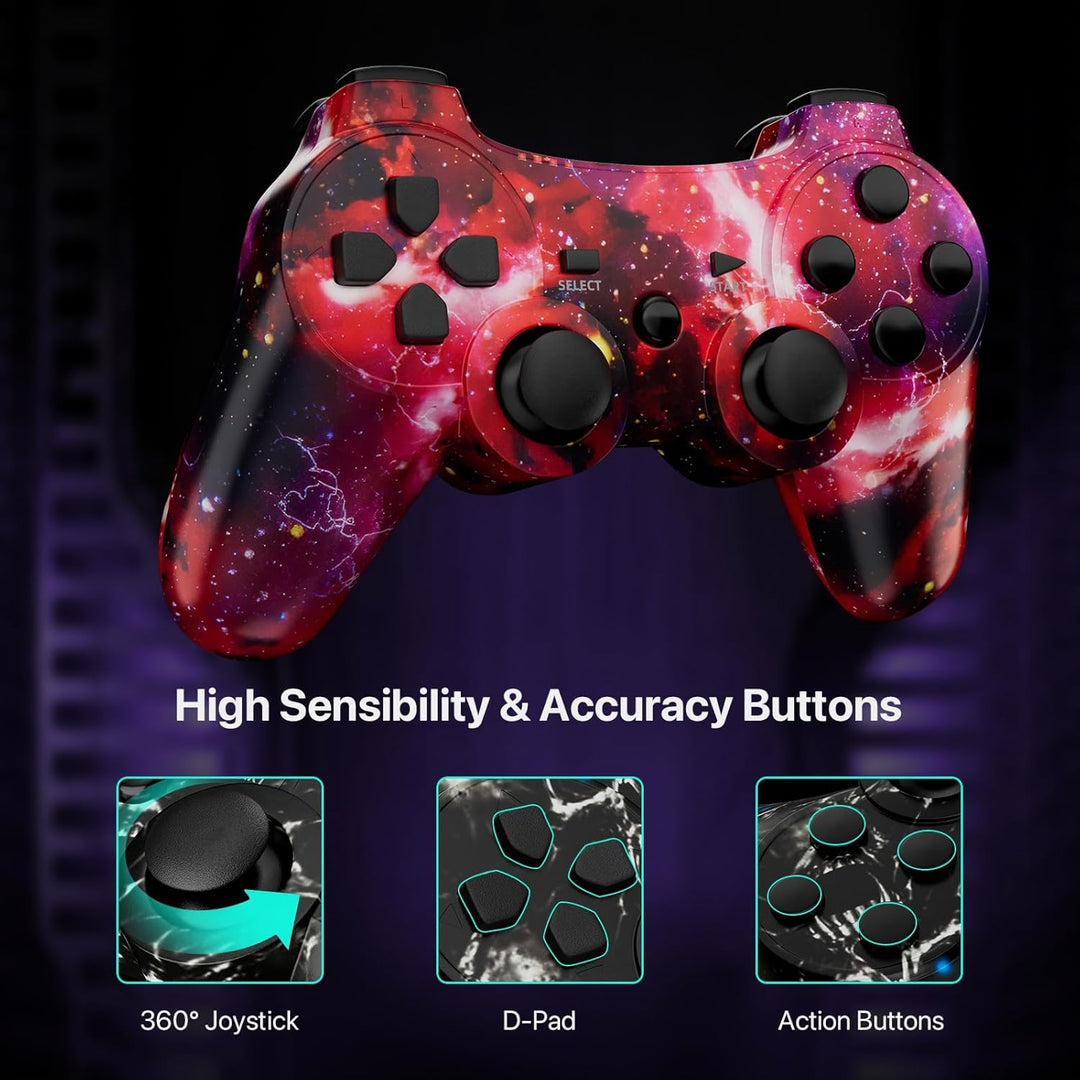 CHENGDAO Controller für PS3 2er-Pack,Hochleistungs Doppel Vibrations Gamepad kompatibel mit Playstat