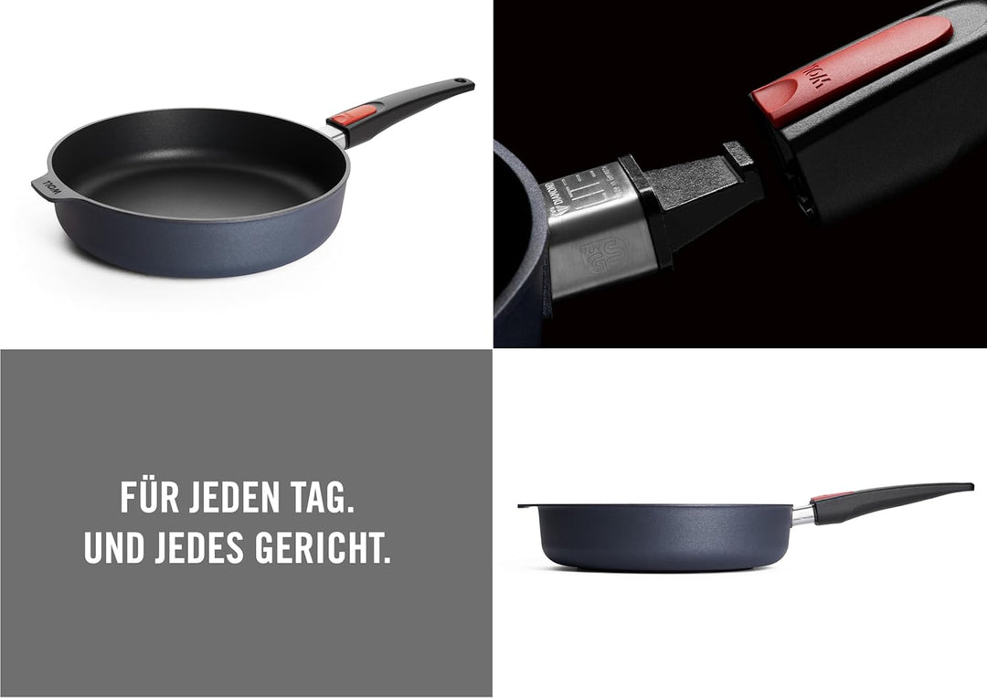 Woll Diamond Lite Hochrandpfanne - Induktiv -, Ø 28 cm, 7 cm hoch, mit abnehmbarem Stiel - Geeignet