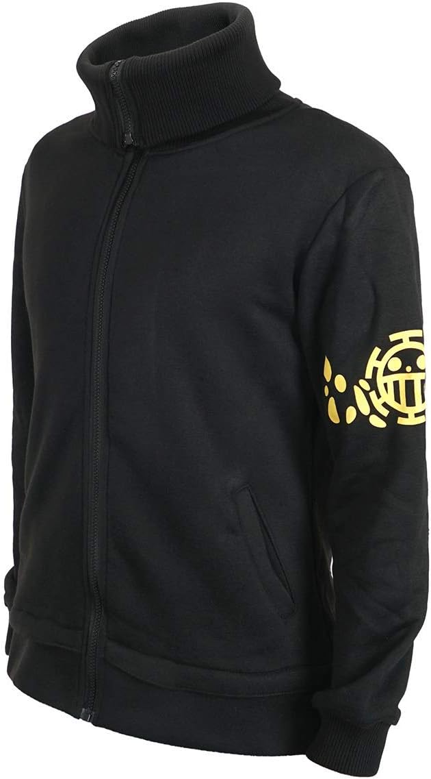 CoolChange Warmer Trafalgar Law Pullover | Schwarz mit Hochkragen und Reissverschluss | Grösse: S S