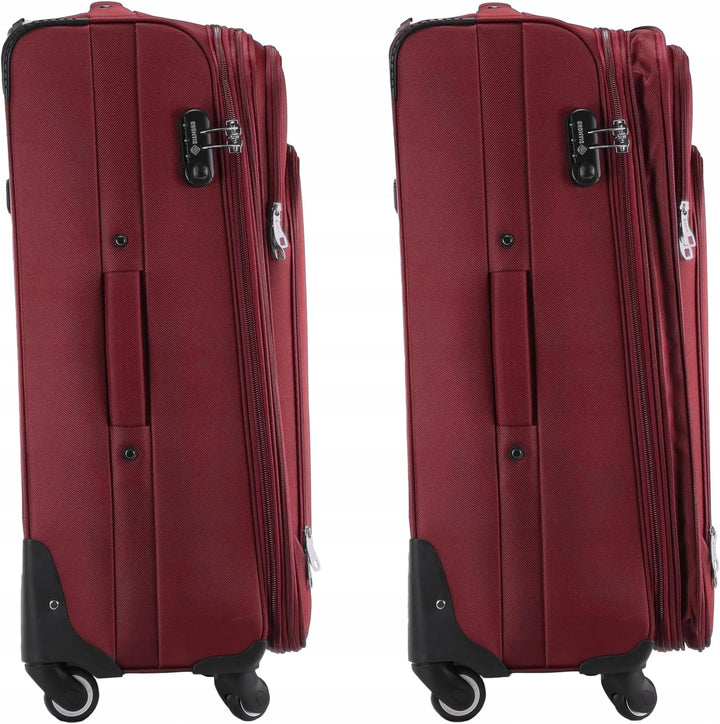 DIAMOND Grosser Weichschalenkoffer XL 28" – Dunkelrot, Codura 1200D, 360° Rollen, Zahlenschloss, Erw