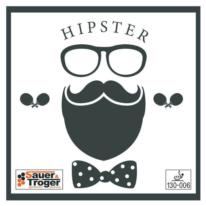 Sauer &Tröger Tischtennis Belag Halb Lange Noppe | Hipster | Rot, Schwarz | 1,1 1,5 1,9 Schwarz 1,9