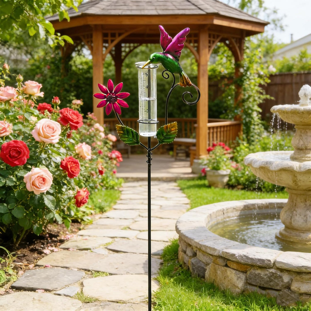 Regenmesser für Garten: 12cm Glas-Regenmesser mit klarer Skala, Outdoor-Regenmesser Frostsicher, Abn