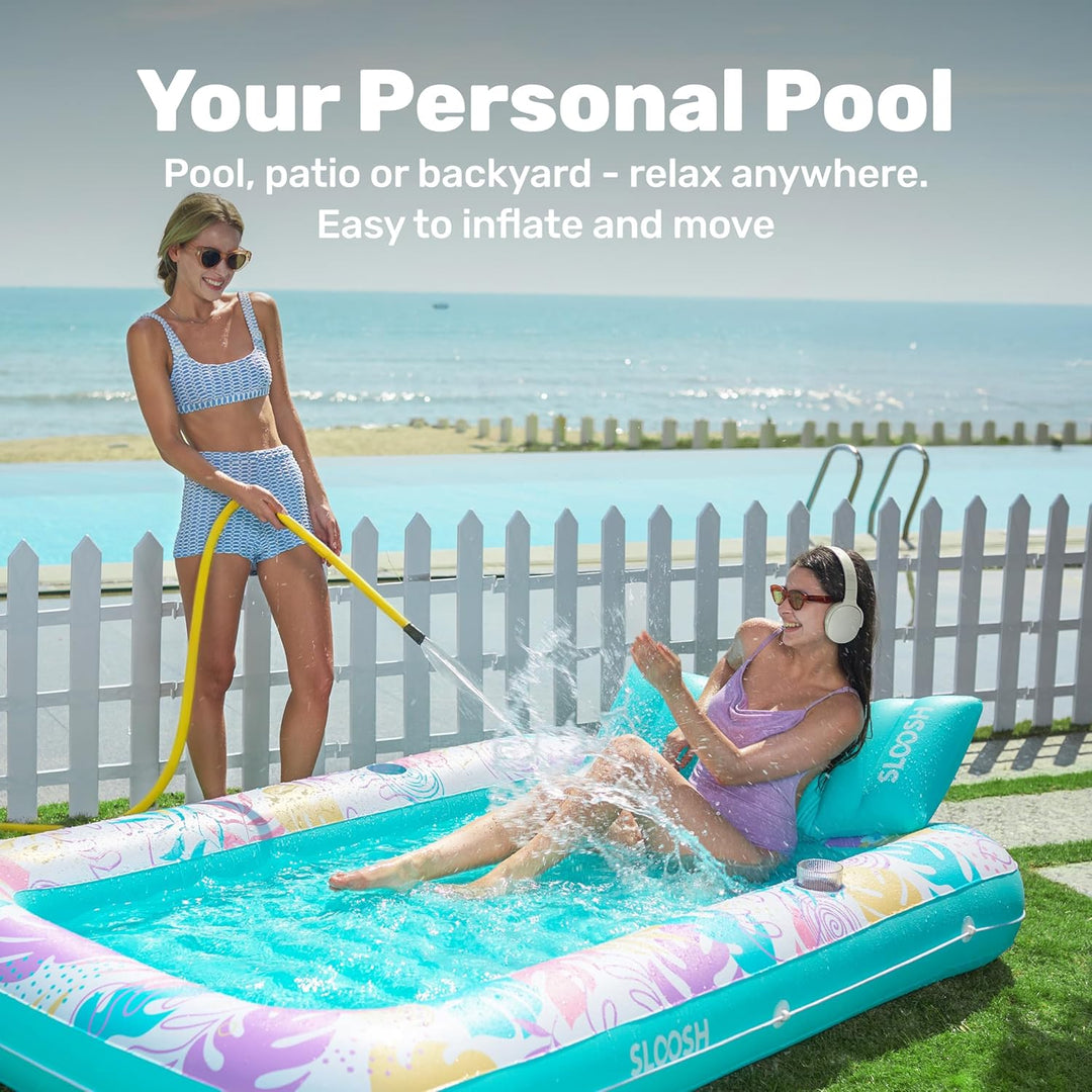 SLOOSH Aufblasbare Tanning Pool, 70" x 46"/ 85" x 57" Grosse aufblasbarer Luftmatratze für Erwachsen