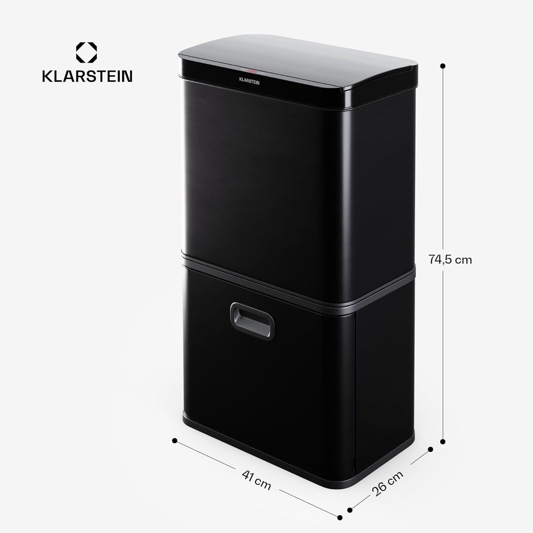 Klarstein Touchless Sensor-Mülleimer - 56L Küchen-Abfalleimer mit Bewegungssensor, 3-in-1-Mülleimer,