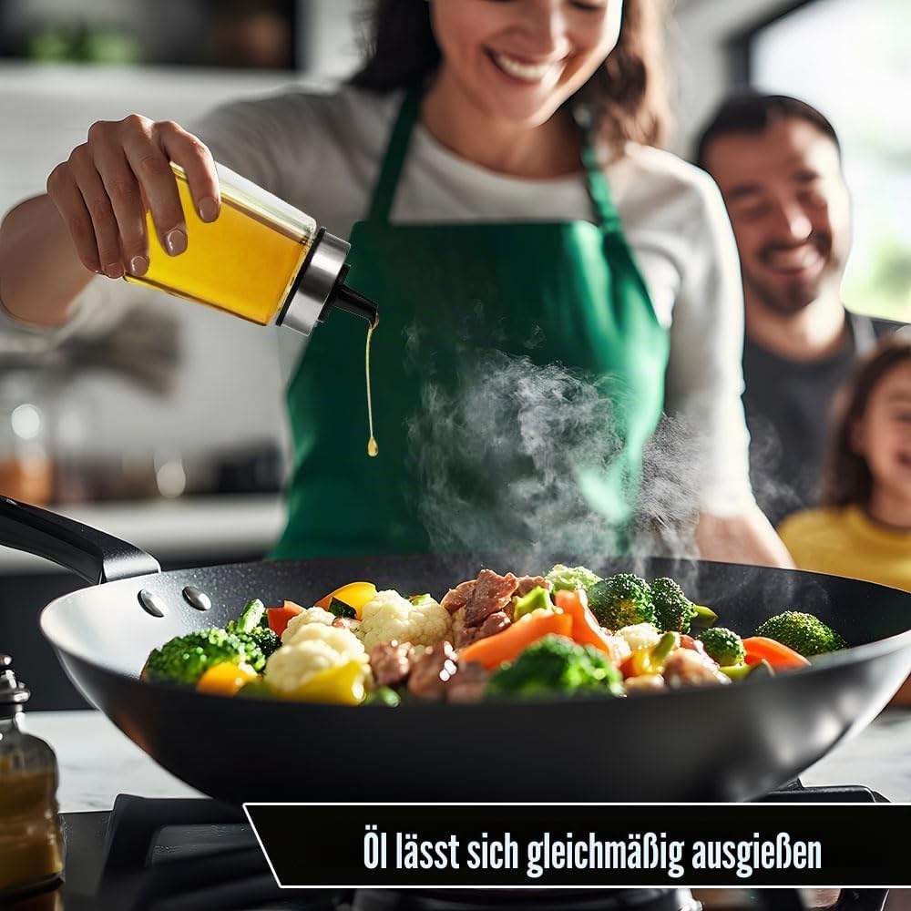 4 Stück 180ml Ölflasche Glas Essigspender Glas Auslaufsichere Ölspender mit Ausgiesser Essig Flasche