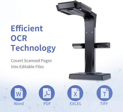 CZUR ET18 Pro Buchscanner mit LED Fülllicht, OCR Dokumentenscanner 18 Megapixel Dokumentenkamera Vis