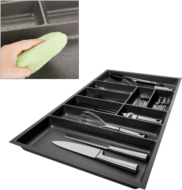ORGA-BOX 2 Besteckeinsatz Tiefe: 461 x Breite: 809 mm anthrazit mit Canvas Struktur für 90er Nobilia