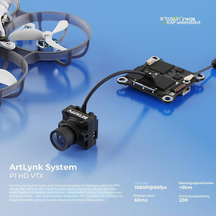 BETAFPV ELRS Meteor75 Pro P1 1S Brushless Cinewhoop Drohne mit 1080P P1 Air Unit HD VTX, Matrix 1S 3