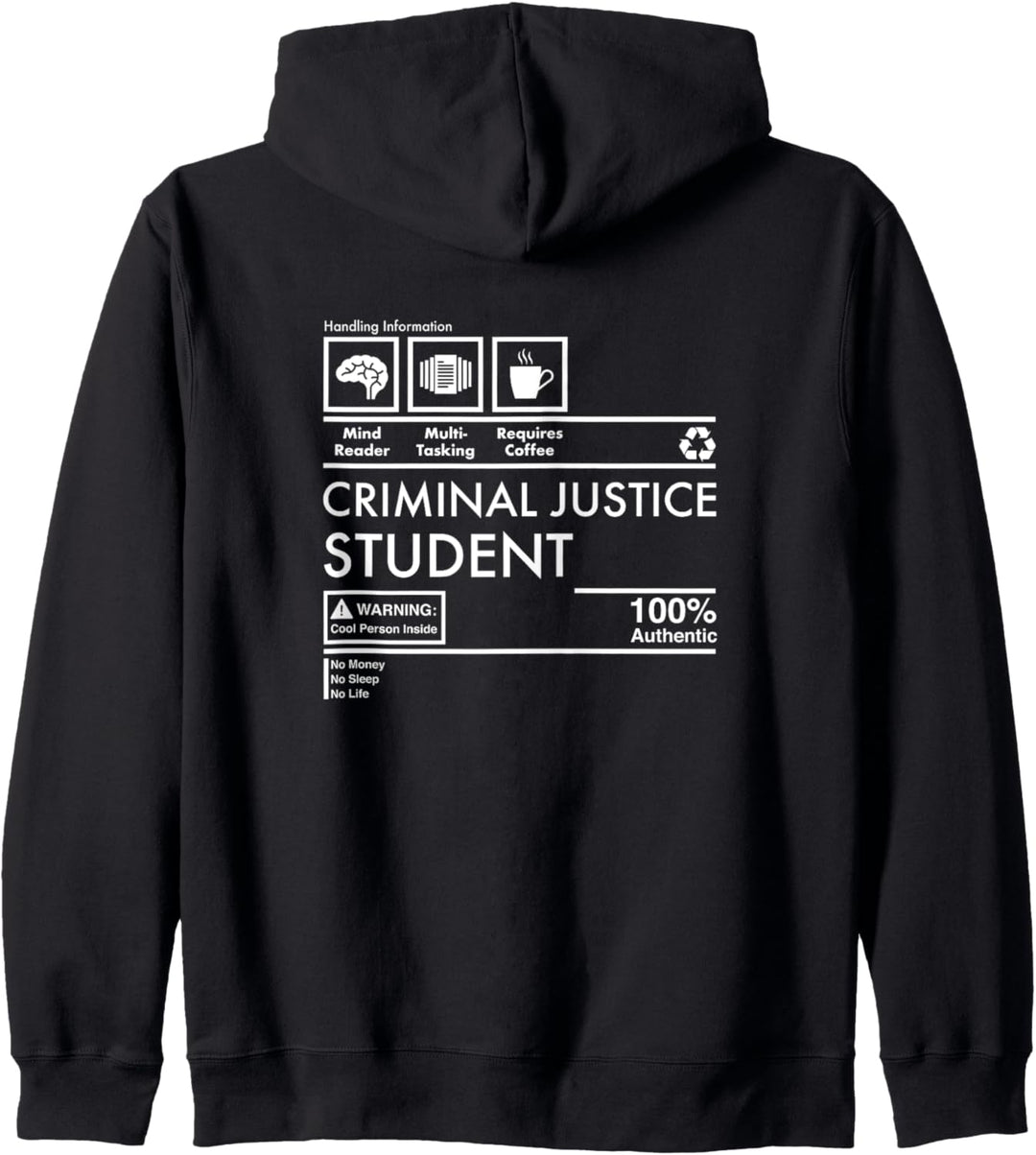 Lustige Strafjustiz Schüler Umgang mit Informationen Design Kapuzenjacke
