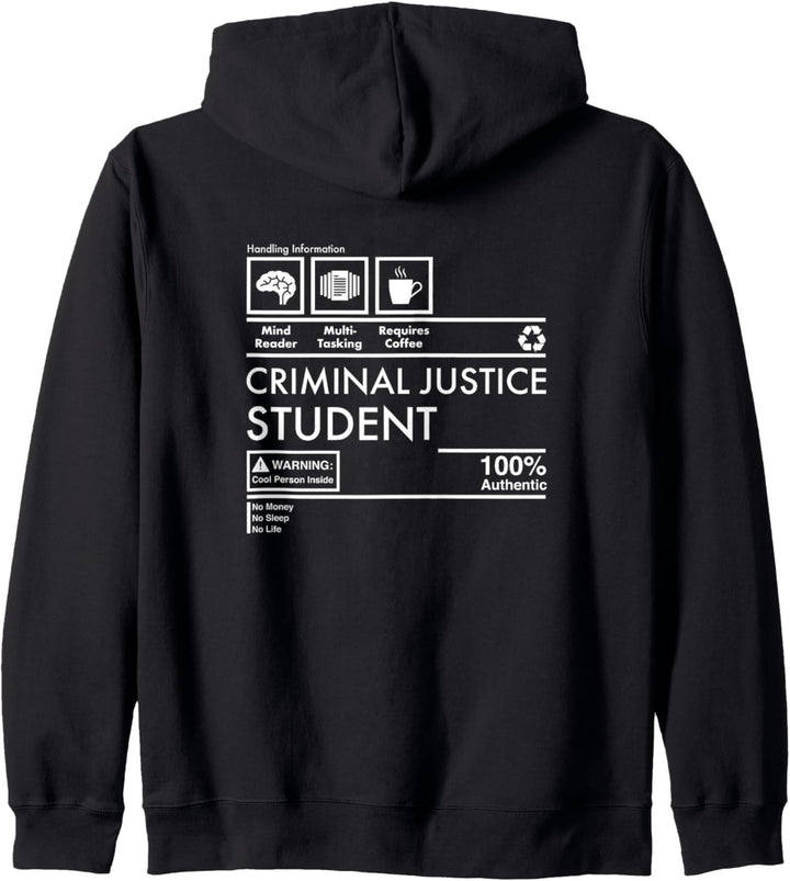 Lustige Strafjustiz Schüler Umgang mit Informationen Design Kapuzenjacke