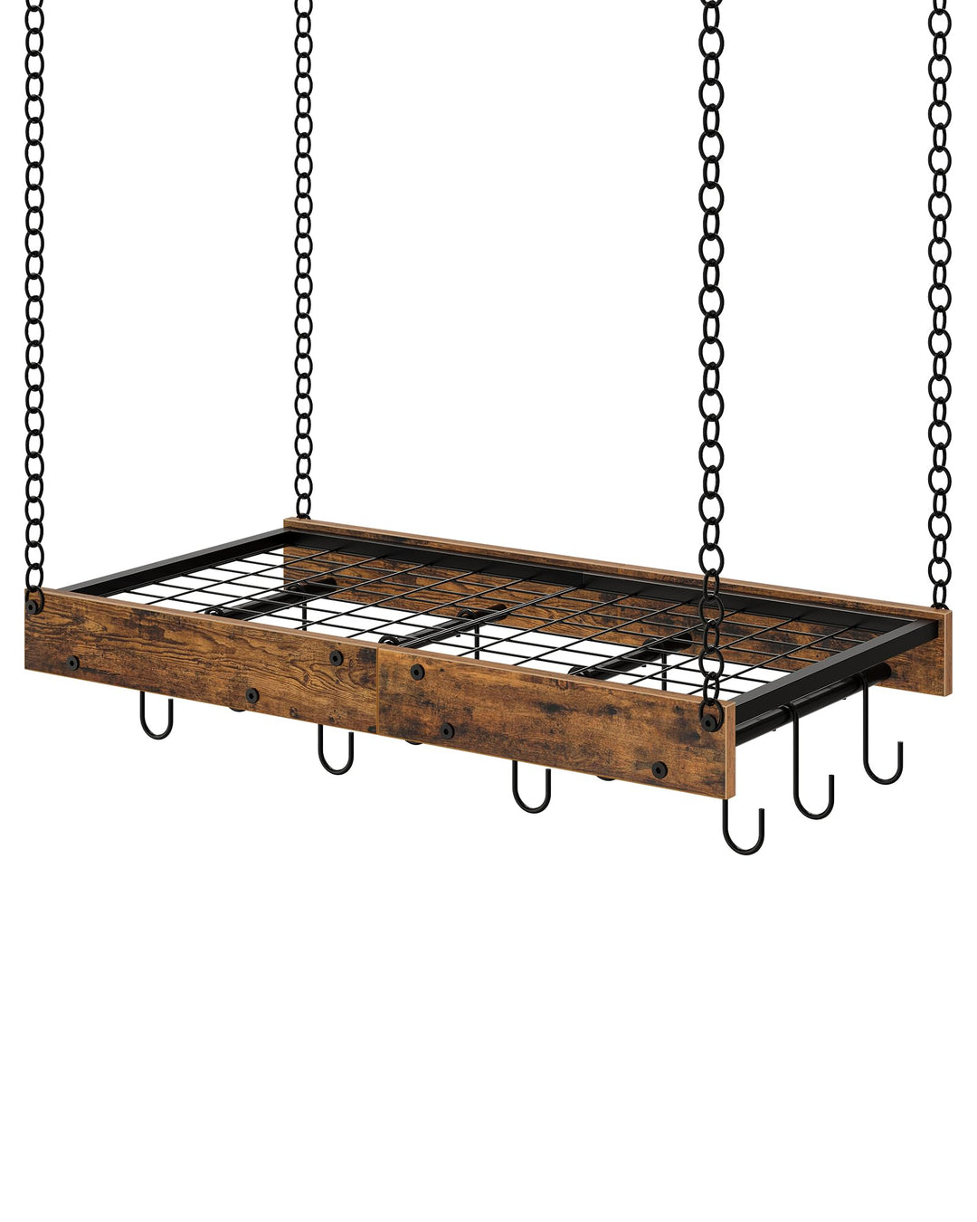 Wandregal Küche, 61 cm, Küchenregal hängend, Topfregal, Aufbewahrungsregal, rustikale Note, Deckenre