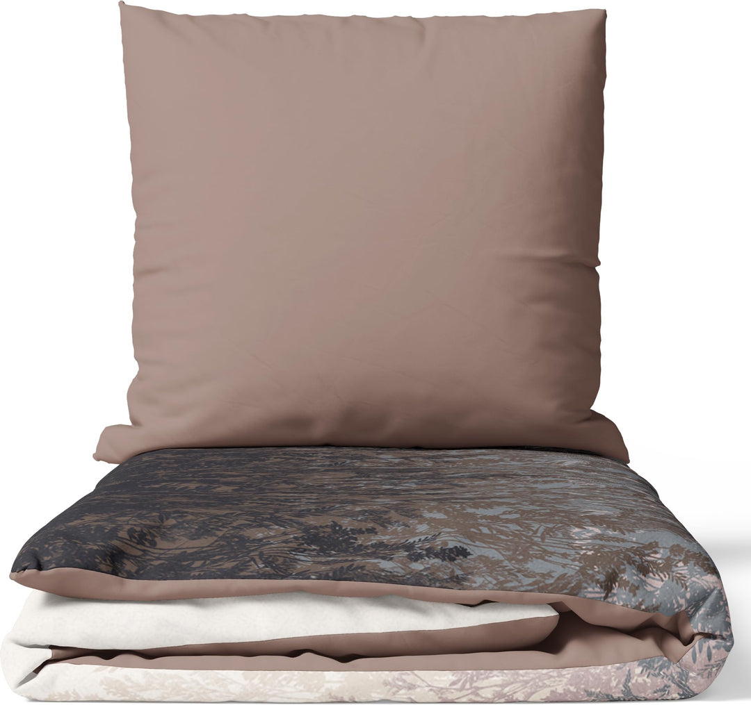 Leonado Vicenti Renforcé Bettwäsche 200x200 cm 100% Baumwolle 3 Teilig Florales Design Braun Beige S