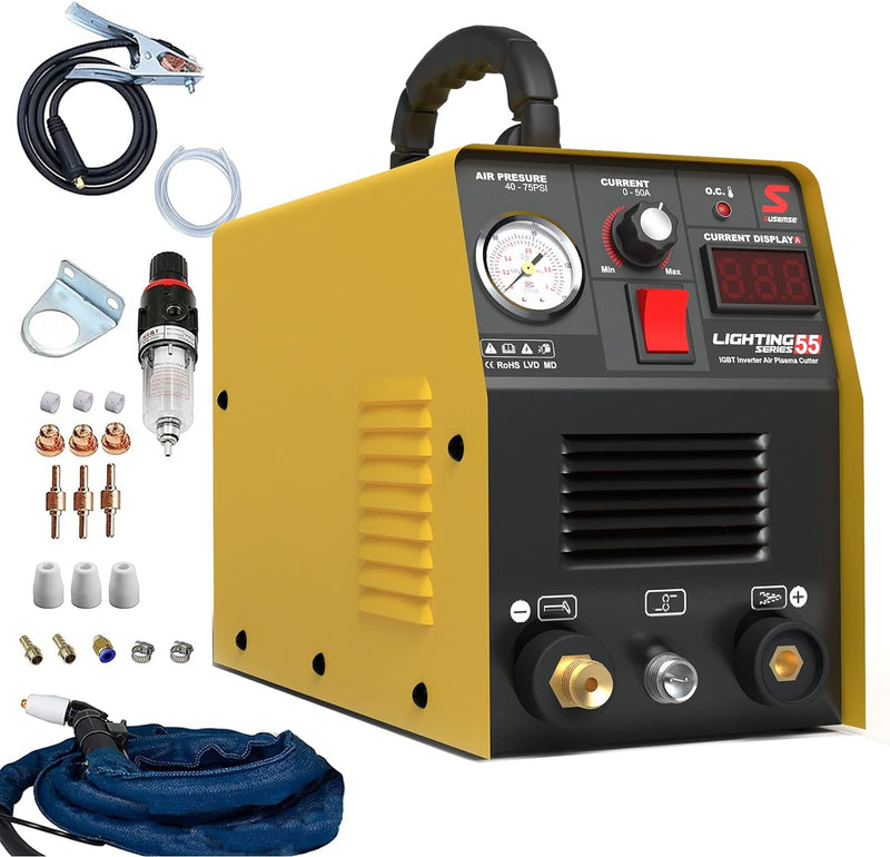 SUSEMSE Plasmaschneider 55 Ampere IGBT Inverter Plasma Cutter CUT55 Plasma Schweissgerät (DC, 230V,