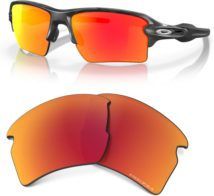 Oakley Original Flak 2.0 XL OO9188 Ersatzgläser, inklusive Oakley Mikrofasertuch Beutel PRIZM Ruby I