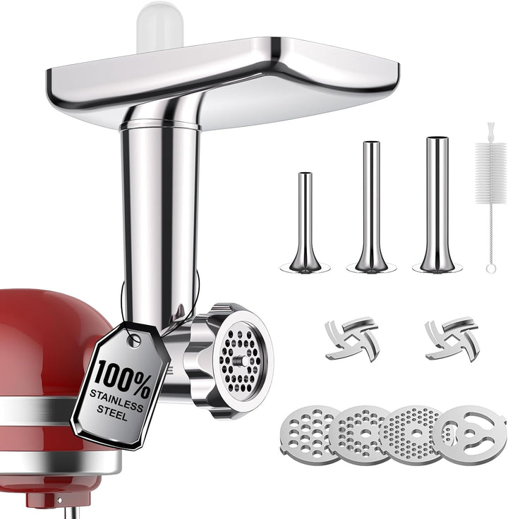 Edelstahl Fleischwolf Aufsatz für Kitchenaid Zubehör, Hohe Qualität Edelstahl Fleischwolf für Kitche