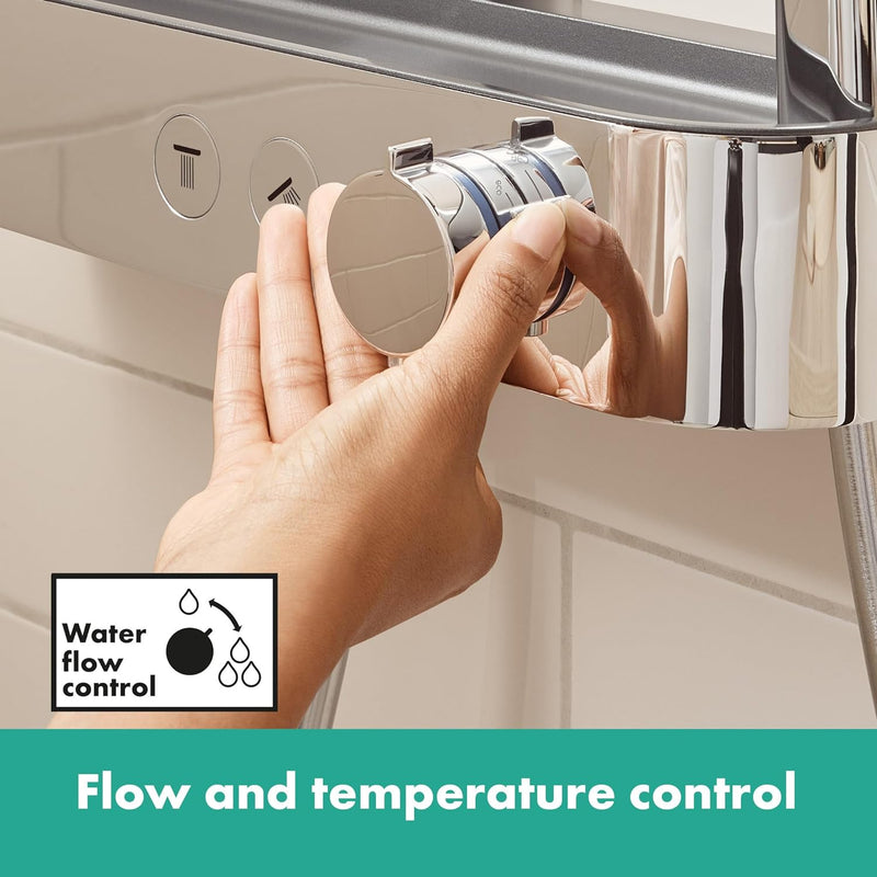 hansgrohe Wannenthermostat ShowerTablet Select, Aufputz Badarmatur für 2 Funktionen, Chrom Chrom Wan