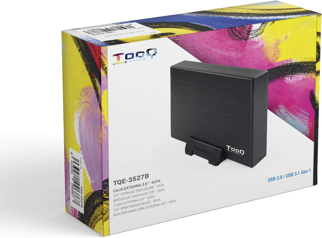 TooQ TQE-3527B - Gehäuse für 3,5" Zoll Festplatten (SATA I/II/III, USB 3.0), Aluminium, LED Anzeige,