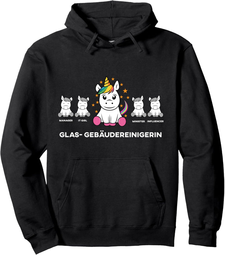 Glas- Gebäudereinigerin lustige Einhorn Idee für Mitarbeiter Pullover Hoodie