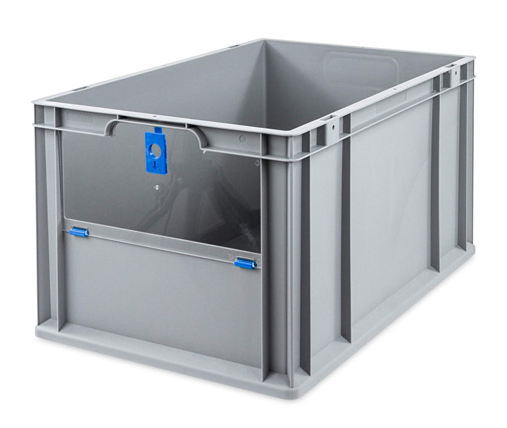 aidB Eurobox NextGen Insight Cover blau, 600x400x320 mm, Cover hoch, robuste Regalbox mit Entnahmeöf