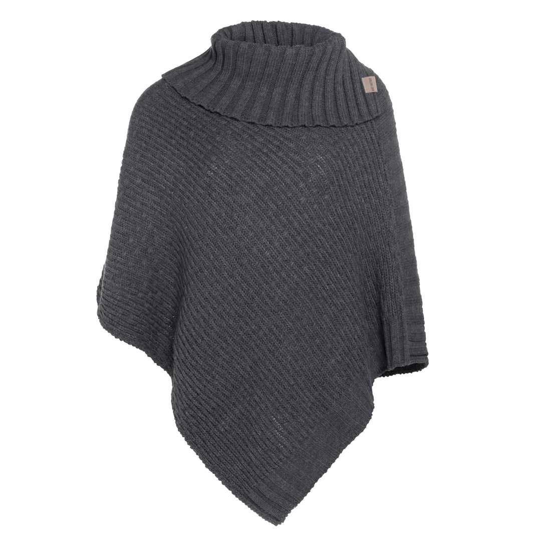 KNIT FACTORY - Nicky Gestrickter Poncho - Damen Strickponcho mit Kragen - Mit Wolle - Hochwertige Qu