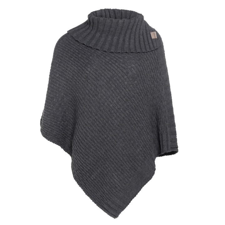 KNIT FACTORY - Nicky Gestrickter Poncho - Damen Strickponcho mit Kragen - Mit Wolle - Hochwertige Qu