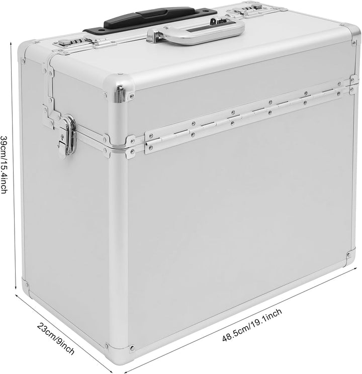 Pilotenkoffer mit Rollen, Rollbarer Aktenkoffer aus Aluminiumlegierung, Laptop Rollkoffer mit Telesk