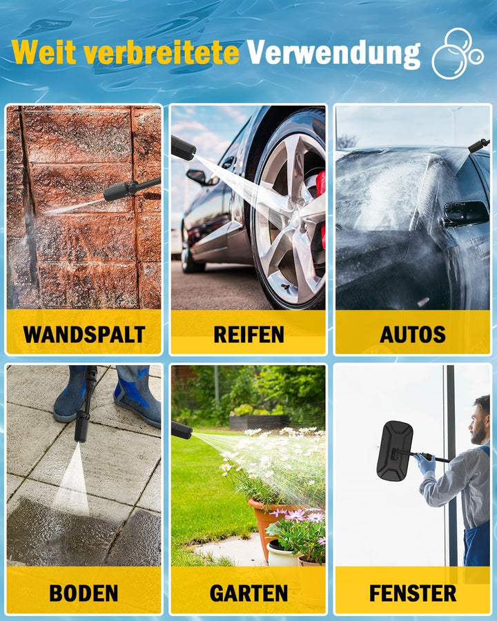 Hochdruckreiniger mit 5-in-1Düse,Pressure Washer Druck Max100 bar,480 L/h Fördermenge, 5m Hochdrucks