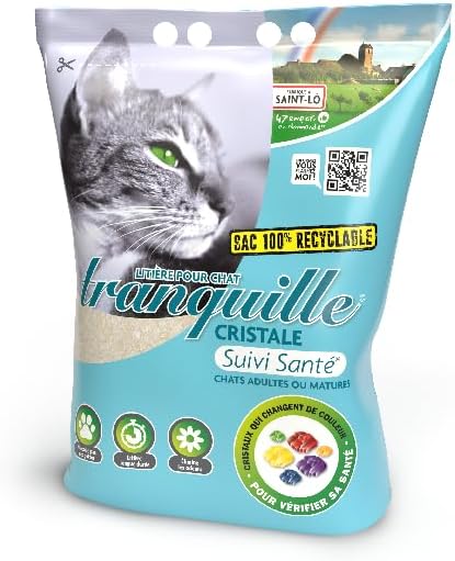TRANQUILLE - Katzentoilette aus Silizium (4 × 4 l) – Gesundheitstracking, Urinfarbe, Ultra-saugfähig