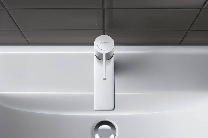 Duravit D-Neo Waschtischarmatur, Grösse S (Auslauf Höhe 87 mm). Wasserhahn Bad mit energiesparender