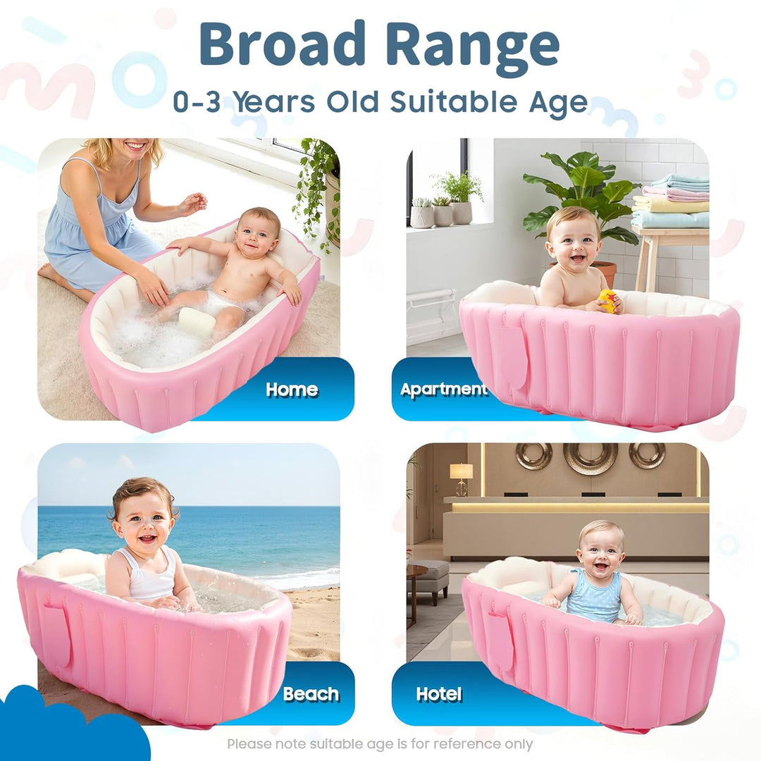 Aufblasbare Badewanne, Tragbare Reise Baby Säugling Badewanne Faltbare rutschfeste Duschbecken mit L