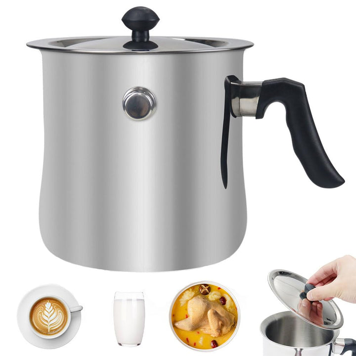 Milchtopf mit Deckel, 1.5L Milchtopf Induktion, Simmertopf Induktion, Doppelwandiger Simmertopf für